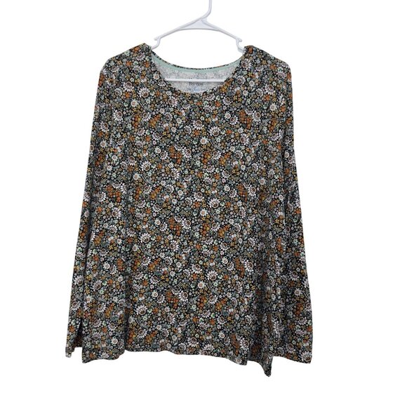 Croft & Barrow Women Floral Long Sleeve Cotton The Classic Tee Top Blouse SZ XXL - Picture 1 of 10